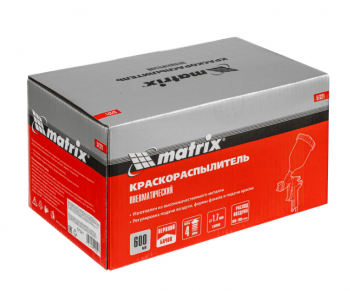 Краскопульт пневматический с верхним бачком, 1,7 мм, V-0,6л, Matrix 57321, изображение 11 от компании Сварнов в Казани