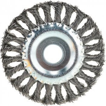 Корщетка (диск) для УШМ 125х22 (0,5 мм, витая, нержавейка) Denzel, изображение 2 от компании Сварнов в Казани