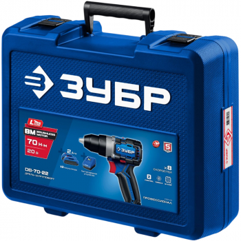 Дрель-шуруповерт аккумуляторная ЗУБР Профессионал LMS (20В, 70Н*м, 2х2А*ч, бесщеточная, кейс), изображение 2 от компании Сварнов в Казани