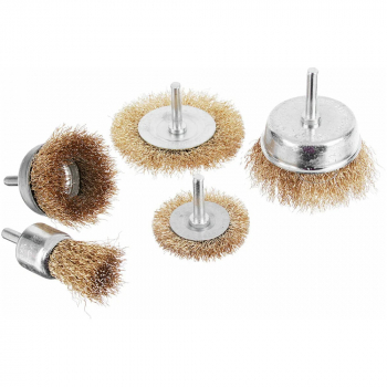 Набор щеток металл со шпильками 5пр (50мм, 75мм - плоские, 25мм, 50мм, 75мм - чашки) Ермак, изображение 2 от компании Сварнов в Казани