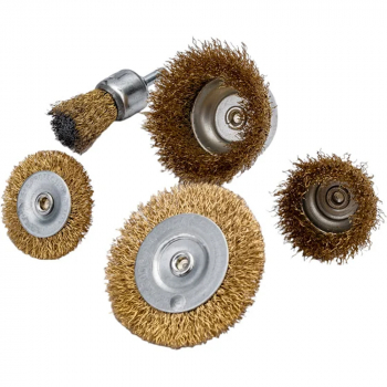 Набор щеток металл со шпильками 5пр (50мм, 75мм - плоские, 25мм, 50мм, 75мм - чашки) Ермак, изображение 3 от компании Сварнов в Казани