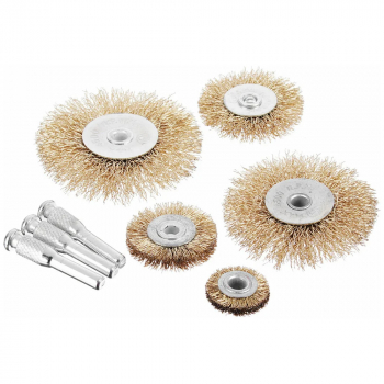 Набор щеток металл со шпильками 5пр (25мм, 38мм, 50мм, 63мм, 75мм - плоские) Ермак, изображение 2 от компании Сварнов в Казани