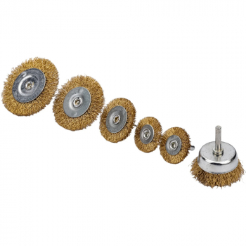 Набор щеток металл со шпильками 6пр (40мм-2шт, 50мм, 65мм, 75мм - плоские, 50мм - чашка) Ермак от компании Сварнов в Казани
