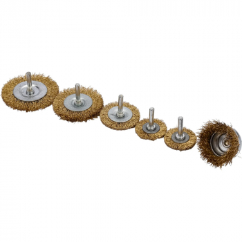 Набор щеток металл со шпильками 6пр (40мм-2шт, 50мм, 65мм, 75мм - плоские, 50мм - чашка) Ермак, изображение 2 от компании Сварнов в Казани