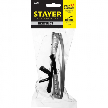 Очки защитные открытого типа STAYER HERCULES прозрачные, широкое моностекло Professional, изображение 2 от компании Сварнов в Казани