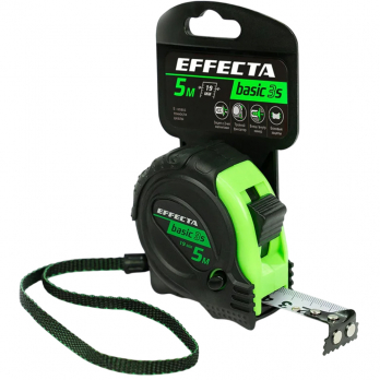 Рулетка 5м*19мм с магнитом, 3 фиксатора Effecta Basic Туфлор