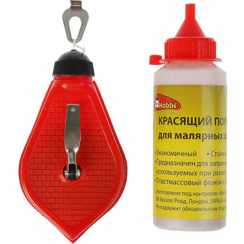 Шнур разметочный 20м (пластиковый обрезиненный корпус, порошок красный)
